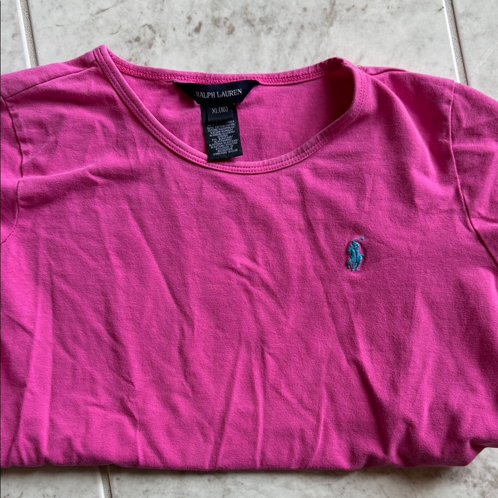 Ralph Lauren Fuchsia Tee with Blue Logo